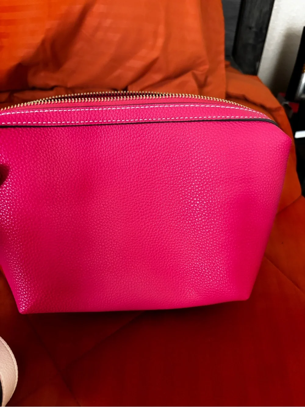 Aldo White Tote with Pink Trim and Charm
